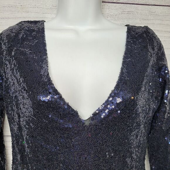 Women's Long Sleeves Sparkle Sequin Glamour Dress Small - Picture 2 of 4